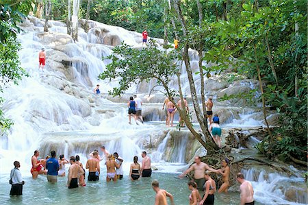 Tourists at Dunn's River Falls, Ocho Rios, Jamaica, West Indies, Central America Stock Photo - Rights-Managed, Code: 841-02717476