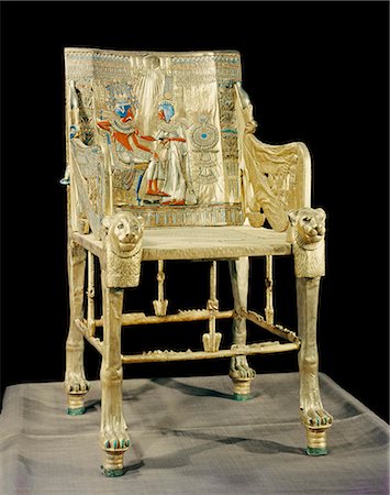simsearch:841-03032736,k - The gilt throne, the back decorated with a scene showing the royal couple, from the tomb of the pharaoh Tutankhamun, discovered in the Valley of the Kings, Thebes, Egypt, North Africa, Africa Stock Photo - Rights-Managed, Code: 841-02717844