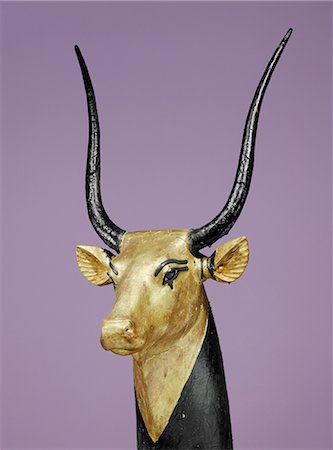 simsearch:841-03032736,k - Gilded and stuccoed wooden head of the sacred cow, from the tomb of the pharaoh Tutankhamun, discovered in the Valley of the Kings, Thebes, Egypt, North Africa, Africa Stock Photo - Rights-Managed, Code: 841-02717851