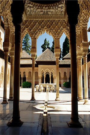 designs for decoration of pillars - Court of the Lions, Alhambra Palace, UNESCO World Heritage Site, Granada, Andalucia (Andalusia), Spain, Europe Stock Photo - Rights-Managed, Code: 841-02718046