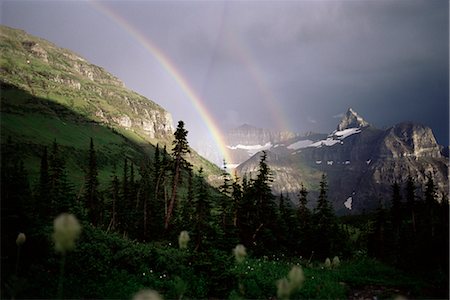 simsearch:841-02920671,k - Double rainbow with bear grass in foreground, Hole in the Wall campground, Glacier National Park, Montana, United States of America (U.S.A.), North America Stock Photo - Rights-Managed, Code: 841-02718489