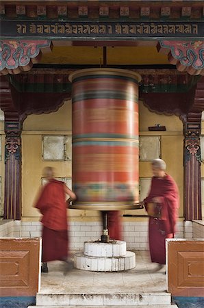 Buddhists turning prayer wheel, McLeod Ganj, Dharamsala, Himachal Pradesh state, India, Asia Stock Photo - Rights-Managed, Code: 841-02719296