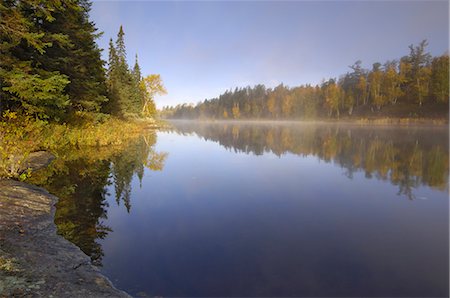 Misty morning on Hoe Lake, Boundary Waters Canoe Area Wilderness, Superior National Forest, Minnesota, United States of America, North America Stock Photo - Rights-Managed, Code: 841-02719770