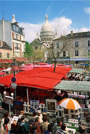 place du tertre - Market stalls and outdoor cafes in the Place du Tertre, with the Sacre Coeur behind, Montmartre, Paris, France, Europe Stock Photo - Rights-Managed, Code: 841-02710271