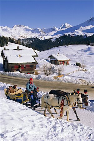 Horse drawn sleigh at ski resort, Arosa, Graubunden region, Swiss Alps, Switzerland, Europe Stock Photo - Rights-Managed, Code: 841-02711215
