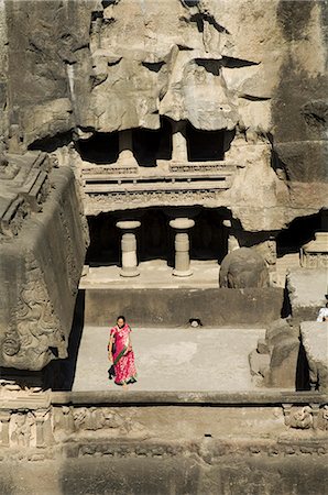 simsearch:841-02718675,k - Les grottes d'Ellora, temples taillés de roche, près d'Aurangabad, Maharashtra, Inde Photographie de stock - Rights-Managed, Code: 841-02712364