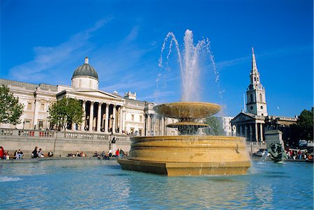 Fontaines et la National Gallery, Trafalgar Square, Londres, Angleterre Photographie de stock - Rights-Managed, Code: 841-02712922