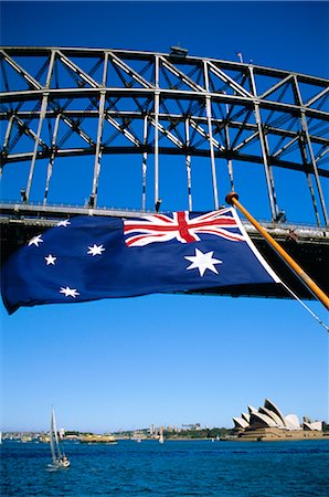 simsearch:841-03031284,k - Drapeau, Sydney Harbour Bridge et l'opéra de Sydney, New South Wales, Australie Photographie de stock - Rights-Managed, Code: 841-02713002