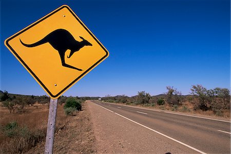 Kangourou road sign, Flinders Range, Australie-méridionale, Australie, Pacifique Photographie de stock - Rights-Managed, Code: 841-02713949