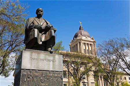 Statue of Taras Shevohenko and Legislative Building, Winnipeg, Manitoba, Canada, North America Stock Photo - Rights-Managed, Code: 841-02721057