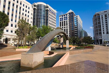 Fountain, City Hall Plaza, Orlando, Florida, United States of America, North America Stock Photo - Rights-Managed, Code: 841-02721183