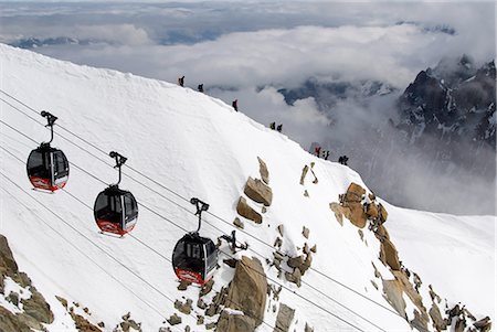 Cable cars approaching Aiguille du Midi summit, Chamonix-Mont-Blanc, French Alps, France, Europe Stock Photo - Rights-Managed, Code: 841-02721535
