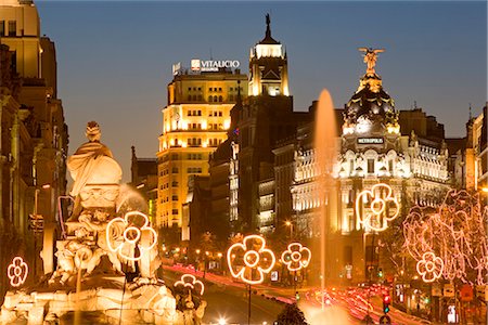 Cibeles Square (Plaza de Cibeles) and Cibeles fountain, Calle de Alcala at Christmas time, Madrid, Spain, Europe Stock Photo - Rights-Managed, Code: 841-02721640