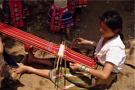 Meo hill tribe woman weaving, near Chiang Mai, Thailand, Southeast Asia, Asia Stock Photo - Rights-Managed, Code: 841-02825176