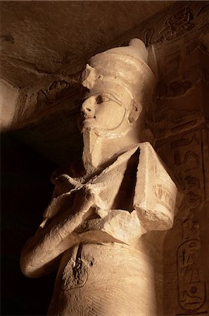 simsearch:841-03032736,k - Statue inside the mortuary temple of Ramses II dedicated to Re-Herakhte, moved when Aswan High Dam built, Abu Simbel, UNESCO Heritage Site, Nubia, Egypt, North Africa, Africa Stock Photo - Rights-Managed, Code: 841-02826015