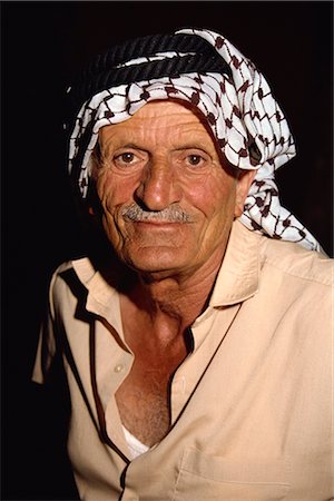 Portrait of an elderly man wearing a traditional headcloth, a guardian at the Folklore Museum, Amman, Jordan, Middle East Stock Photo - Rights-Managed, Code: 841-02832045