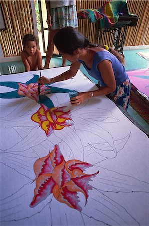 painting of the ocean - Painting pareu design, Bora Bora, Tahiiti, Society Islands, French Polynesia, Pacific Islands, Pacific Stock Photo - Rights-Managed, Code: 841-02832066