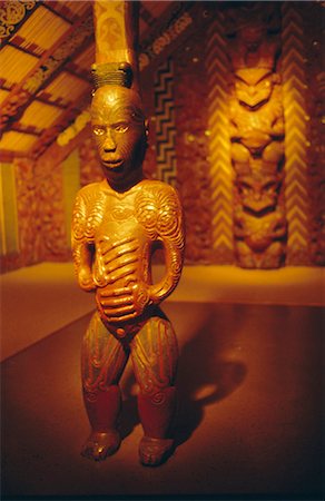 Carvings in interior of a Maori meeting house, New Zealand, Pacific Stock Photo - Rights-Managed, Code: 841-02832204