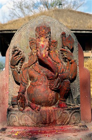 elephant god - Ganesh shrine, Gokama Mahadev Temple, 10 kilometers northeast of Kathmandu, Nepal, Asia Stock Photo - Rights-Managed, Code: 841-02832553