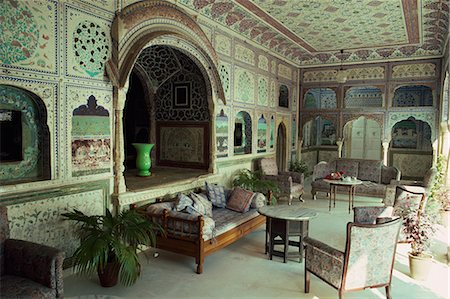 rajput furniture - The Sultan Mahal, Samode Palace, now a hotel near Jaipur, Rajasthan state, India, Asia Stock Photo - Rights-Managed, Code: 841-02900453