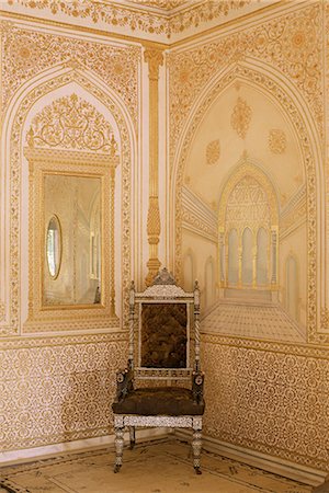rajput furniture - The beautifully gilded Durbar Hall, Sirohi Palace, Sirohi, Southern Rajasthan state, India, Asia Stock Photo - Rights-Managed, Code: 841-02900856