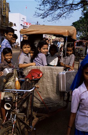 simsearch:841-02915818,k - Schoolchildren in cycle rickshaw, Aleppey, Kerala state, India, Asia Stock Photo - Rights-Managed, Code: 841-02902208