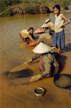 panning for gold - Women panning for black tin oxide, Pathene basin, Phontiou tin mine, Khammouan province, Laos, Indochina, Southeast Asia, Asia Stock Photo - Rights-Managed, Code: 841-02915689