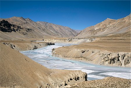 simsearch:841-02915818,k - River terraces on Tsarab River between Himalaya and Zanskar mountains, Leh-Manali highway, Ladakh, India, Asia Stock Photo - Rights-Managed, Code: 841-02915821