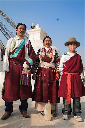 Tibetan family in traditional clothes, Lhosar Tibetan and Sherpa New Year festival, Bodhnath Buddhist stupa, UNESCO World Heritage Site, Kathmandu, Bagmati, Nepal, Asia Stock Photo - Rights-Managed, Code: 841-02917371