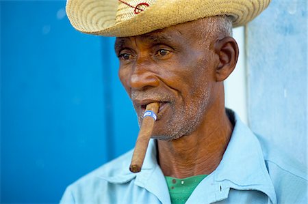 simsearch:841-02946648,k - Portrait of a man with a Cuban cigar, Trinidad, Sancti Spiritus province, Cuba, West Indies, Central America Stock Photo - Rights-Managed, Code: 841-02918005