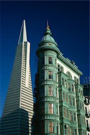 simsearch:841-06031845,k - The Transamerica Pyramid, designed by the architect William Pereira and built in 1972, and Victorian style hotel building, San Francisco, California, United States of America, North America Stock Photo - Rights-Managed, Code: 841-02919982