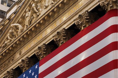 stock exchange building - New York Stock Exchange, Wall Street, Manhattan, New York City, New York, United States of America, North America Stock Photo - Rights-Managed, Code: 841-02924882