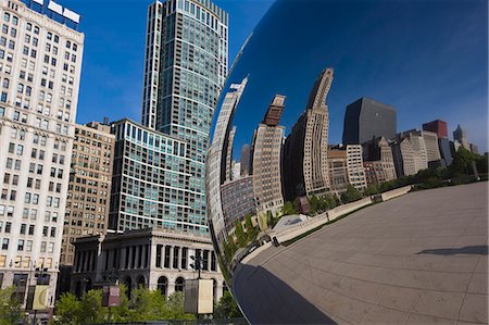 Cloud Gate sculpture by Anish Kapoor, Millennium Park, Chicago, Illinois, United States of America, North America Stock Photo - Rights-Managed, Code: 841-02925095