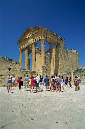 Tourists at the Roman ruins, the Capitol, Dougga, UNESCO World Heritage Site, Tunisia, North Africa, Africa Stock Photo - Rights-Managed, Code: 841-02920025