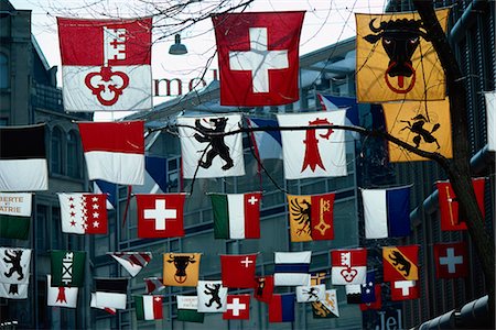 Flags of various Cantons, Zurich, Switzerland, Europe Foto de stock - Con derechos protegidos, Código: 841-02923958