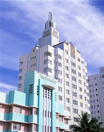 The Surfcomber and Ritz Plaza Hotels, Ocean Drive, Art Deco District, Miami Beach (South Beach), Miami, Florida, United States of America, North America Stock Photo - Rights-Managed, Code: 841-02944408
