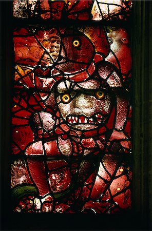 devil - Stained glass, St. Mary's church, Fairford, Cotswolds, Gloucestershire, England, United Kingdom, Europe Stock Photo - Rights-Managed, Code: 841-02944508