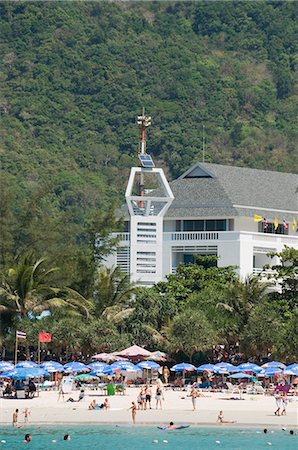 Tsunami warning tower, Kata Beach, Phuket, Thailand, Southeast Asia, Asia Stock Photo - Rights-Managed, Code: 841-02947250