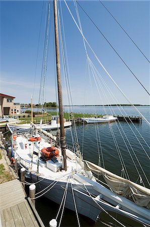 st michael - Restored historic Skipjack sailing boat, Chesapeake Bay Maritime Museum, St. Michaels, Talbot County, Miles River, Chesapeake Bay area, Maryland, United States of America, North America Stock Photo - Rights-Managed, Code: 841-02994515