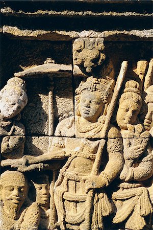 simsearch:841-03033826,k - Relief carving on frieze on outside wall of the Buddhist temple, Borobodur (Borobudur), Java, Indonesia Stock Photo - Rights-Managed, Code: 841-02991343