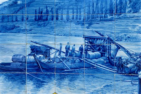 Azulejos showing port barges, Pinhao railway station, Douro region, Portugal, Europe Stock Photo - Rights-Managed, Code: 841-02991842