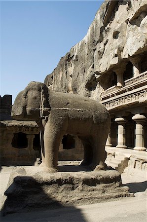 The Ellora Caves, temples cut into solid rock, UNESCO World Heritage Site, near Aurangabad, Maharashtra, India, Asia Stock Photo - Rights-Managed, Code: 841-02992143