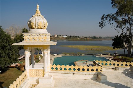 View of swimming pool at Udai Vilas Palace now a heritage hotel, Dungarpur, Rajasthan state, India, Asia Stock Photo - Rights-Managed, Code: 841-02992394