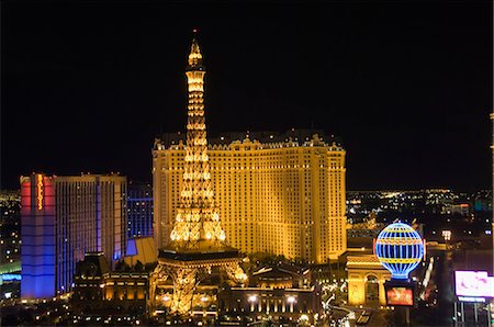 Paris Hotel on the Strip (Las Vegas Boulevard) at night, Las Vegas, Nevada, United States of America, North America Stock Photo - Rights-Managed, Code: 841-03028069