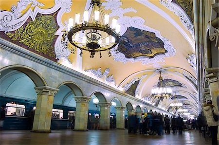 simsearch:700-03069038,k - Interior of Komsomolskaya Metro Station, Moscow, Russia, Europe Stock Photo - Rights-Managed, Code: 841-03029054