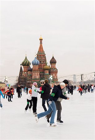 Ice skating in Red Square, UNESCO World Heritage Site, Moscow, Russia, Europe Stock Photo - Rights-Managed, Code: 841-03029060