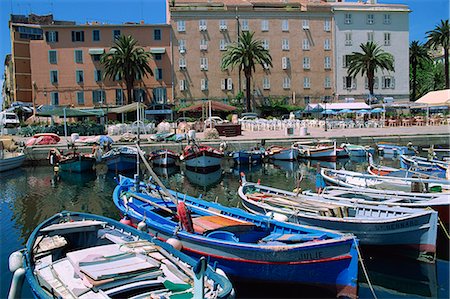 simsearch:841-06445552,k - Fishing boats moored in the harbour and waterfront at Ajaccio, island of Corsica, France, Mediterranean, Europe Stock Photo - Rights-Managed, Code: 841-03029120