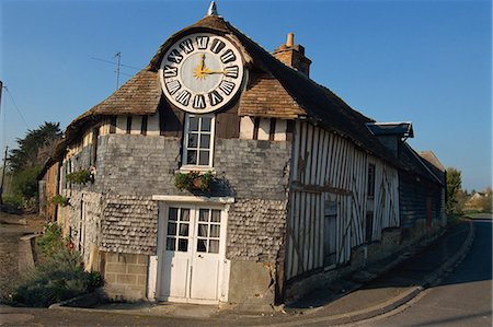 Farm with clock, Auge Valley, Basse Normandie, France, Europe Stock Photo - Rights-Managed, Code: 841-03029411