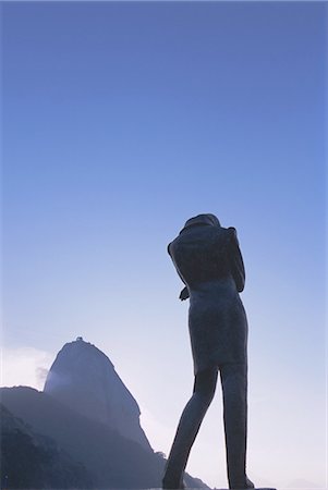 silhouette of man standing in a mountain top - Statue,Sugar Loaf,Rio de Janeiro,Brazil,South America Stock Photo - Rights-Managed, Code: 841-03034763