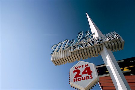 Sign for Mel's Diner,Hollywood Boulevard,Los Angeles,California,United States of America,North America Stock Photo - Rights-Managed, Code: 841-03034894